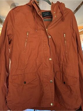Love Tree Women's Rust Orange Hooded Utility Jacket Size XL/L